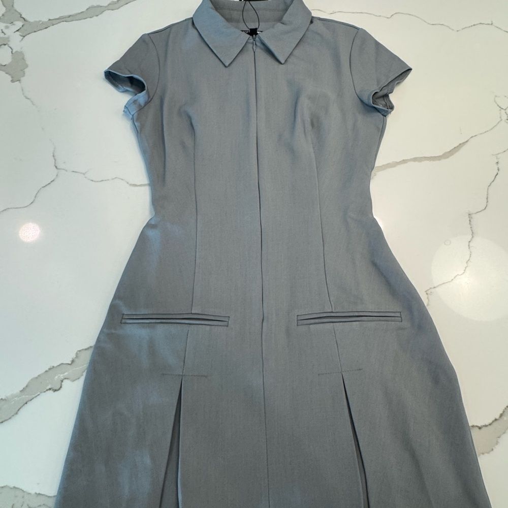 Fashion Nova Gray Sheath Mini Dress with Notched Collar